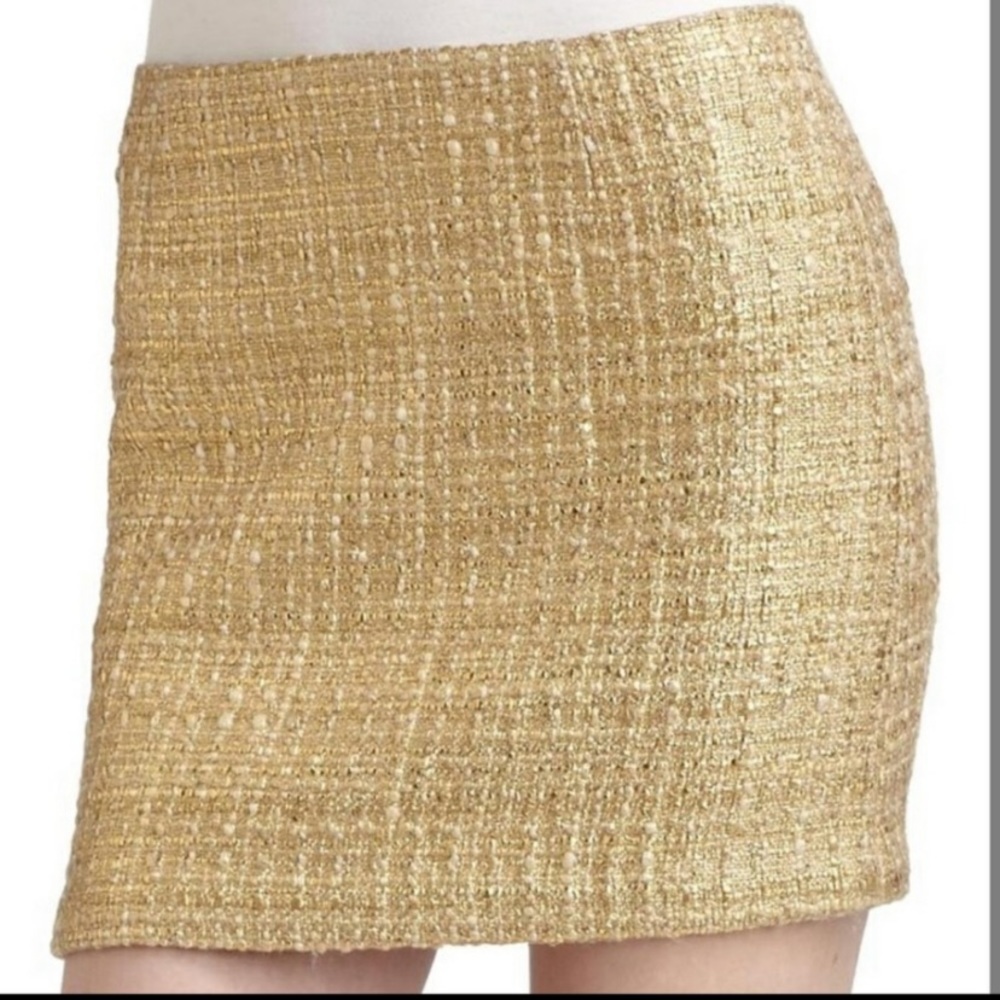 Alice and Olivia Gold Tweed Skirt - Size 6